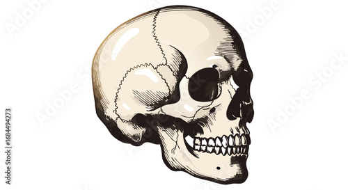 Vector Realistic Skull SVG Illustration with Detailed Anatomy in Natural Colors for Medical and Educational Design