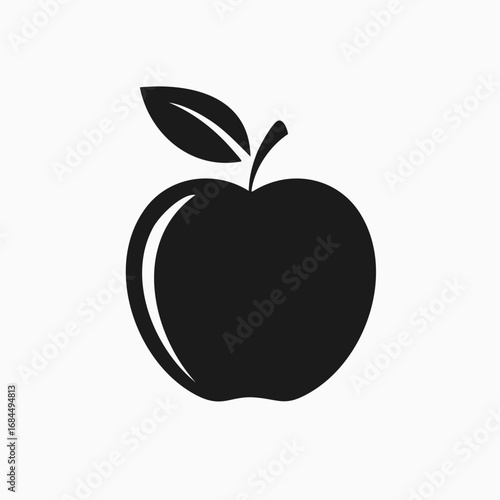 Apple Fruit Vector Logo in Black and White Minimalist Style, Perfect for Modern Branding and Identity Design
