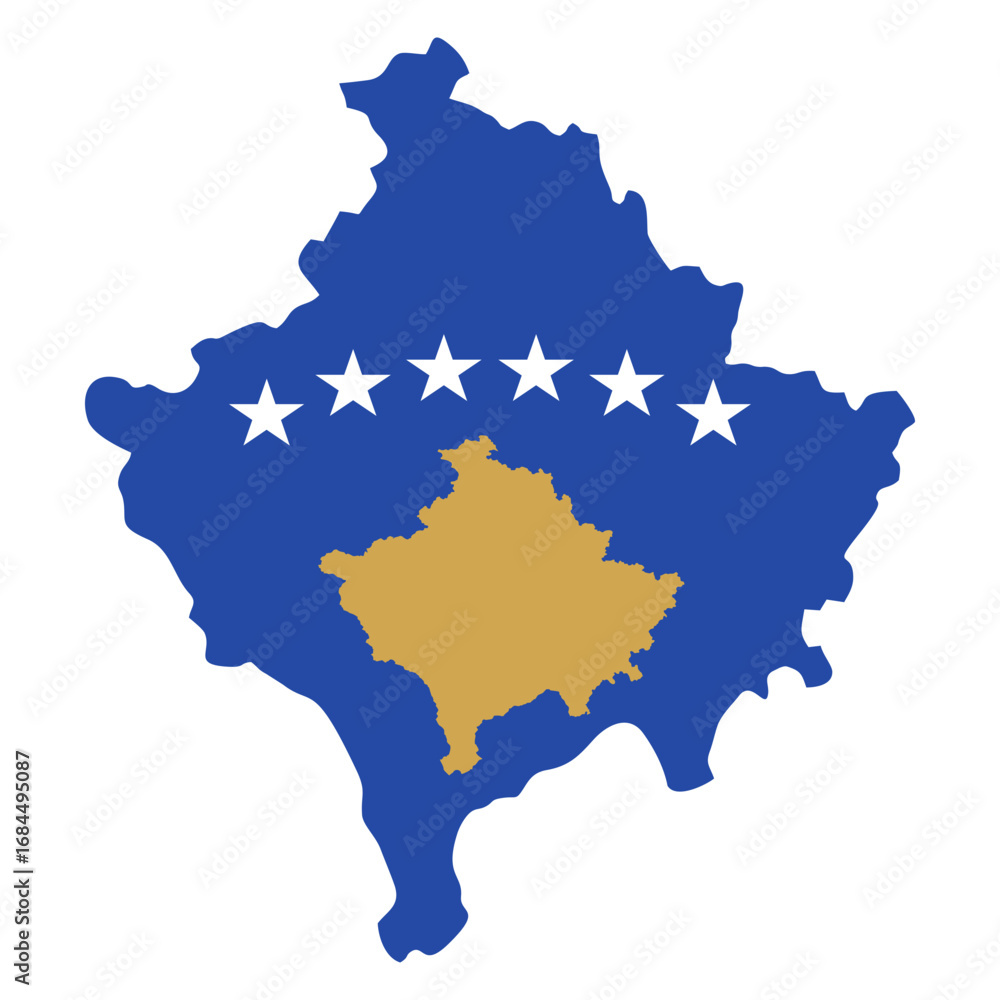 Obraz premium map of kosovo flag