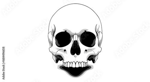 Illustration Vector SVG Skull Design with Gothic Style Monochrome Colors for Dark Art and Halloween Themes