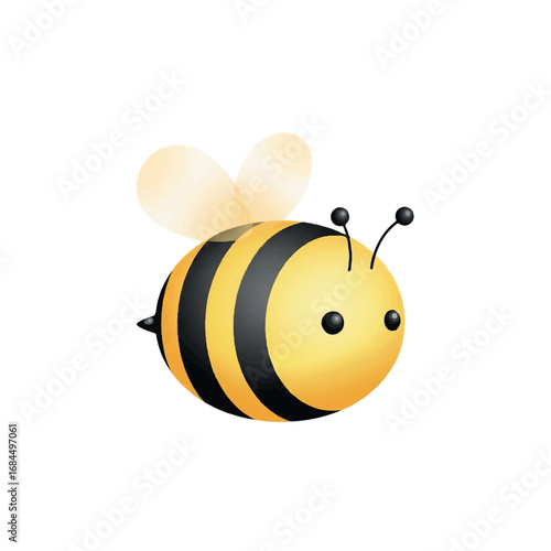 Cute cartoon bee flying with tiny wings.