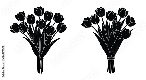 two elegant black tulip bouquets side by side