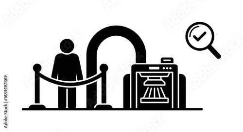 3d printing inspection quality control process with person and magnifying glass vector illustration