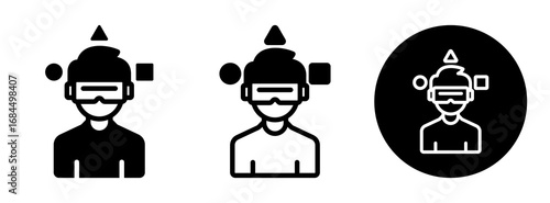 Vr Vision Icon Collection Glyph & Mixed Style