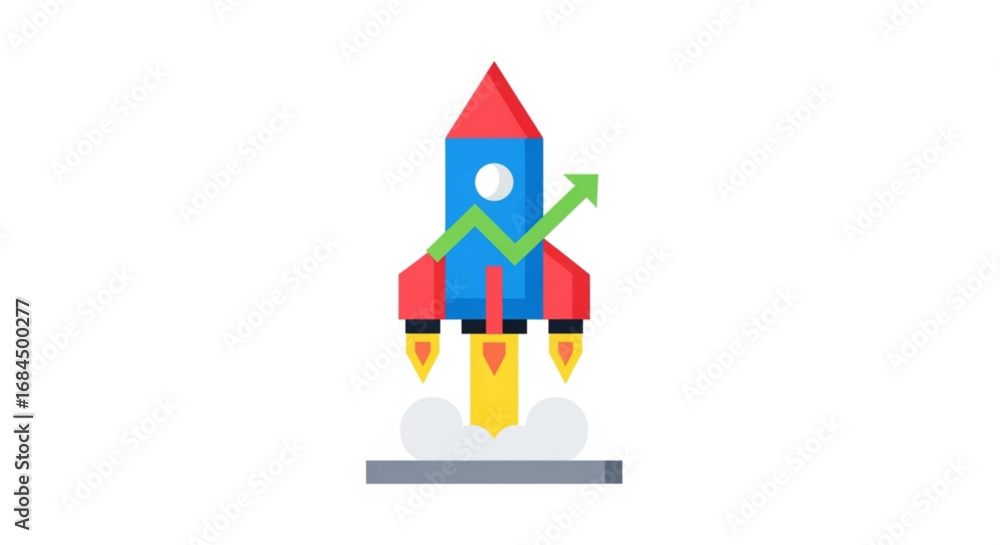 Obraz premium Rocket launch startup business growth concept vector illustration for success and innovation ideas