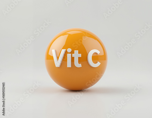 high-resolution 3D illustration of a single sphere representing Vitamin C on a plain white background.