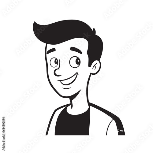 Handsome Man Black and White Illustration Vector Image Male Portrait Fashion Sketch Line Art Design