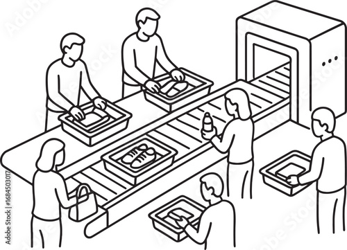 Peoples in Airport Security checkpoint