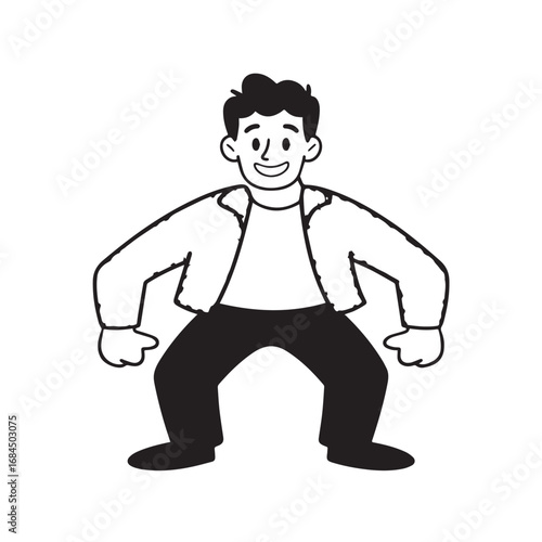 Handsome Man Black and White Illustration Vector Image Male Portrait Fashion Sketch Line Art Design