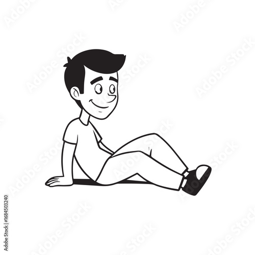 Handsome Man Black and White Illustration Vector Image Male Portrait Fashion Sketch Line Art Design