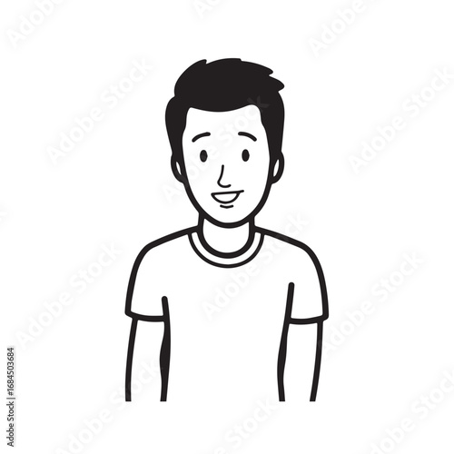 Handsome Man Black and White Illustration Vector Image Male Portrait Fashion Sketch Line Art Design