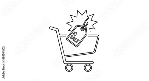 Sale shopping cart vector icon for retail and online store promotion discount price tag special offer 100