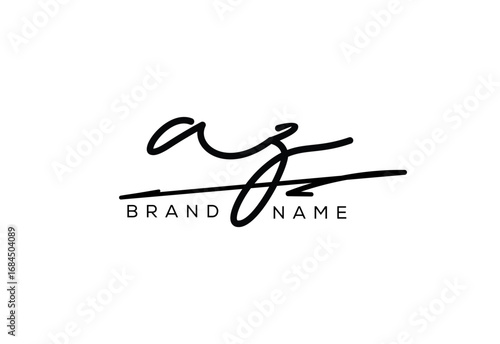AZ letter elegant cursive beauty handwriting logo.