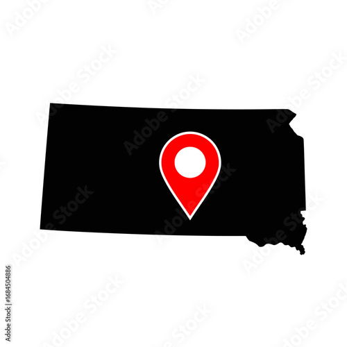 Kansas geographical outline with precise pinpoint location marker ideal for business maps and guides