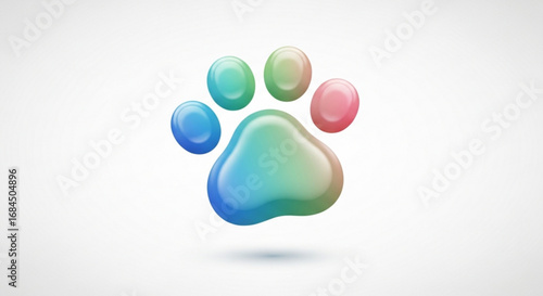 Colorful paw print vector illustration for animal lovers pet shop or veterinary clinic branding and design use