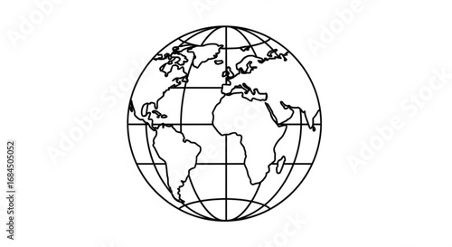 Globe earth world map outline vector for geography education and travel destinations resources online use