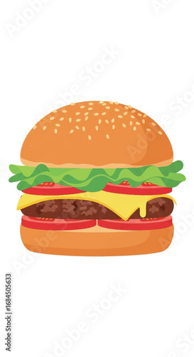 Delicious Classic Cheeseburger with Sesame Seed Bun.