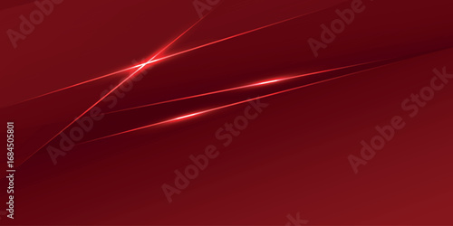 Abstract background with overlapping paper cut design of dark red gradient and glowing red lines. Vector Illustration. Vol 3