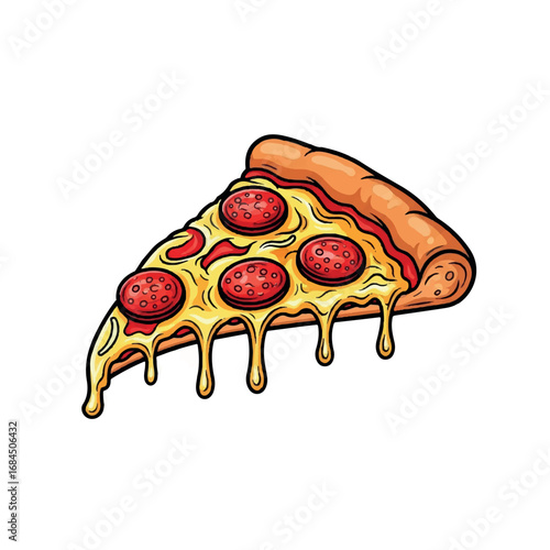 Delicious Pepperoni Pizza Slice with Melting Cheese.