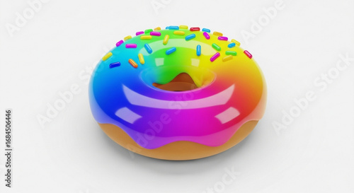 Delicious rainbow donut with colorful sprinkles sweet treat dessert food bakery confectionery glazed donut treat
