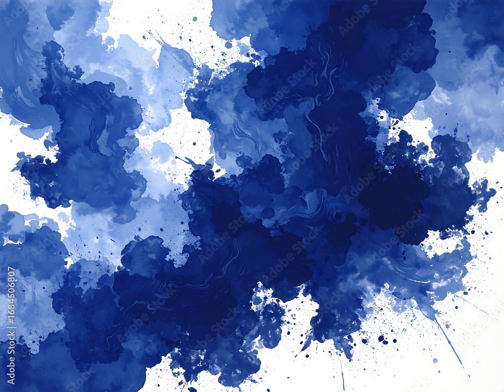 Obraz premium Abstract ink splatter art in shades of blue