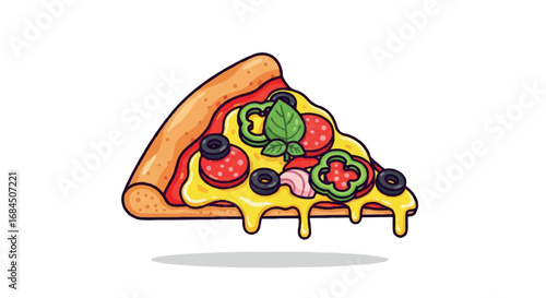 Delicious Slice of Pizza with Melted Cheese and Fresh Toppings.