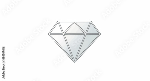 Diamond Gemstone Outline Drawing Illustration.