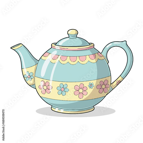 Elegant Teal Teapot with Floral Design.