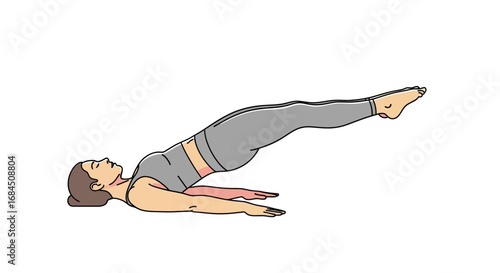 Woman Performing a Pilates Exercise on a White Background for Strength and Flexibility