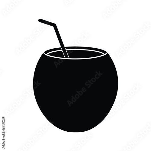 tropical coconut drink silhouette vector