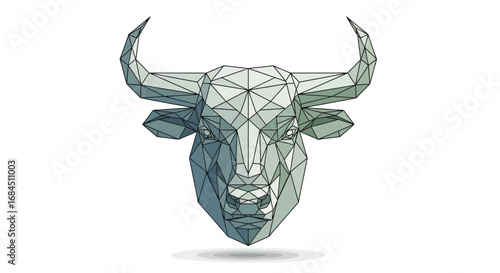 Geometric bull design with a polygonal approach displaying the power and strength