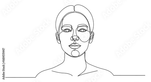 Elegant continuous line drawing captures the essence of a woman's serene visage