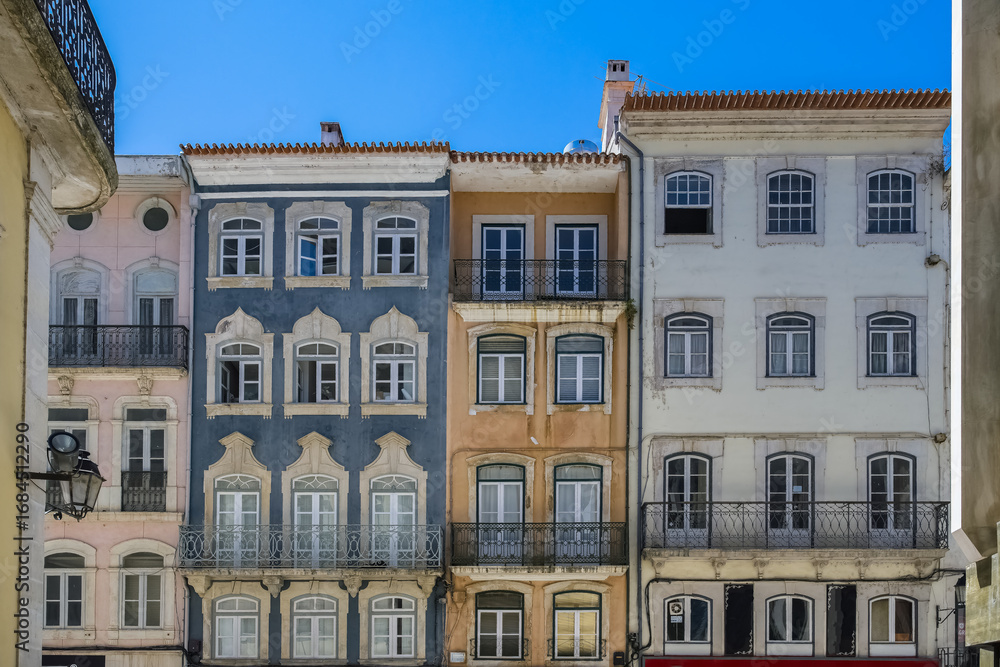 Fototapeta premium Coimbra, beautiful city in Portugal, typical houses in the historical center 