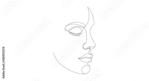 Elegance in Simplicity A Delicate One Line Drawing of a Female Profile with Subtle Details