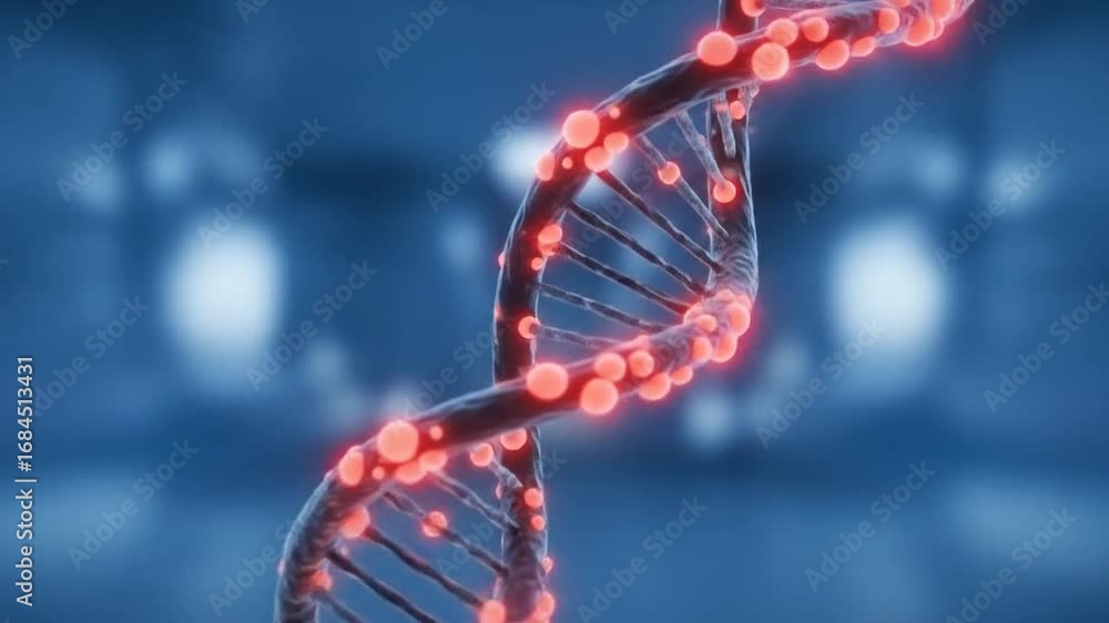 Animation of a DNA strand against a backdrop of a medical laboratory or hospital Animation of a DNA strand against a backdrop of a medical laboratory or hospital