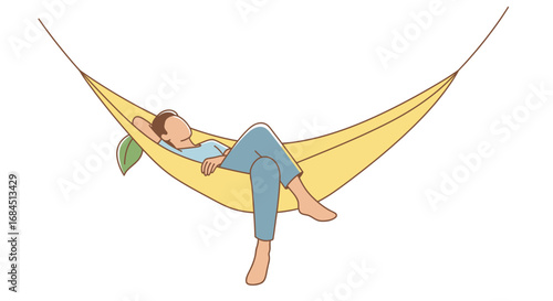 Vector illustration showcases peaceful leisure time in hammock for restful relaxation