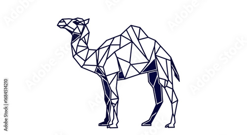 Geometric camel illustration exhibiting polygonal design against a white backdrop