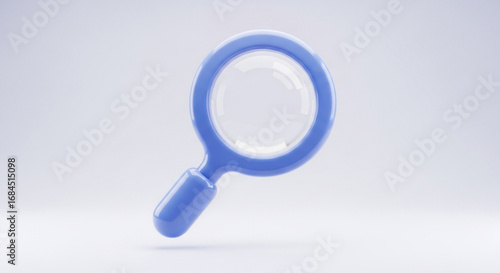 Blue magnifying glass search tool icon for zoom in and finding information on the internet and web search