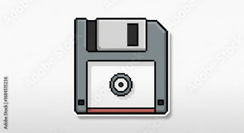 Pixel art floppy disk illustration retro computer data storage vintage technology icon graphic design element
