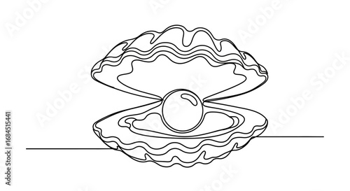 Minimalist sea shell illustration exhibiting elegance and simplicity in monochrome sketch