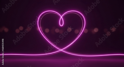 Neon heart valentines day background glowing pink love symbol romantic light effect design illustration graphic