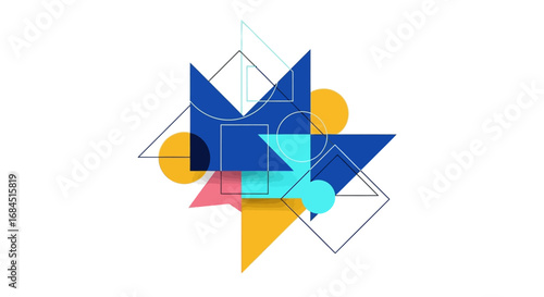 Geometric Harmony: A vibrant blend of shapes, colors, and lines creates dynamic design elements