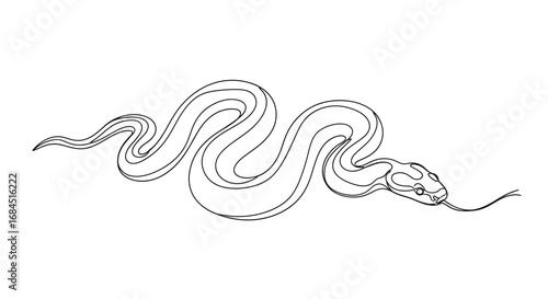 Simple serpentine: A minimalistic one-line illustration of a snake, perfect for modern design