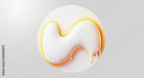 Abstract white shape with yellow outline design element for modern background and logo concept use case