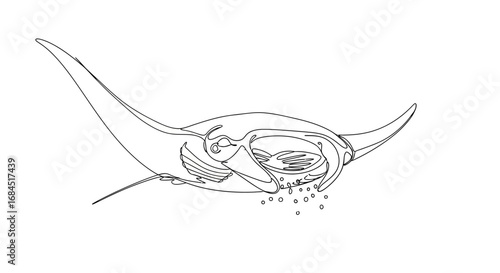 Elegant rendition of a manta ray gracefully gliding underwater with streamlined body