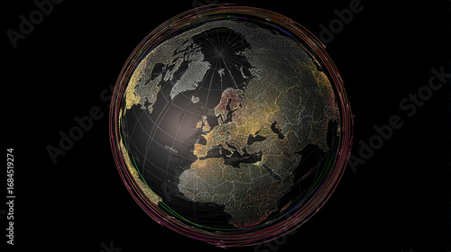A map showing the shifting movement of Earth’s magnetic poles over time, with arrows indicating changes in the poles' locations, illustrating the dynamic nature of the magnetic poles and their gradual