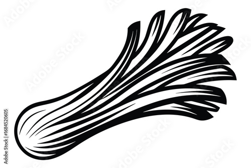 Black & White Celery Design Featuring a Fresh Vegetable on White Background