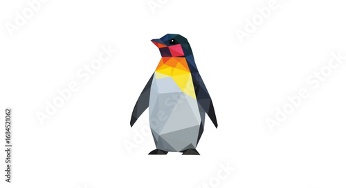 Abstract polygonal penguin illustration with vibrant color gradients and angular design