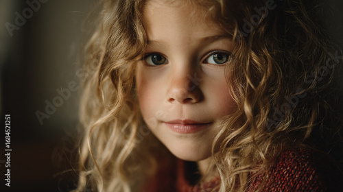 Wallpaper Mural Portrait of a young girl with curly blonde hair looking directly at the camera lens Torontodigital.ca