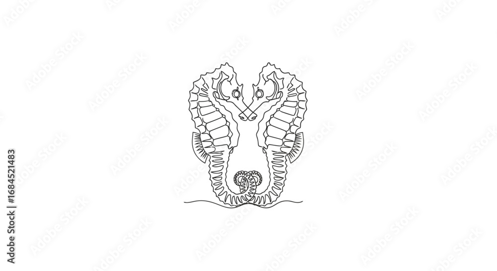 Naklejka premium Elegant seahorse pair illustration showcases minimalist aquatic art and design aesthetic